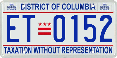 DC license plate ET0152