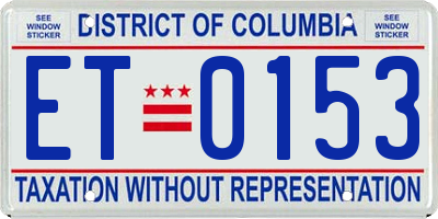DC license plate ET0153