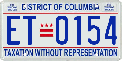 DC license plate ET0154