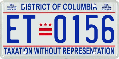 DC license plate ET0156