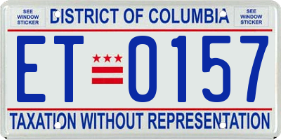 DC license plate ET0157