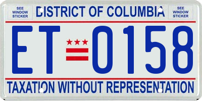DC license plate ET0158