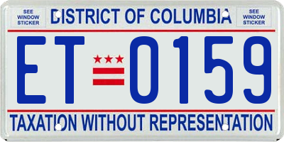 DC license plate ET0159