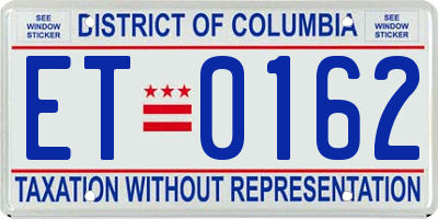 DC license plate ET0162