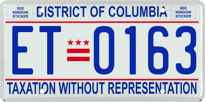 DC license plate ET0163