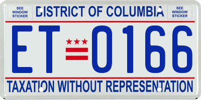 DC license plate ET0166
