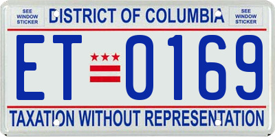 DC license plate ET0169
