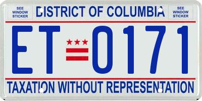DC license plate ET0171