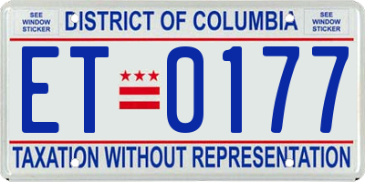 DC license plate ET0177