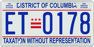 DC license plate ET0178
