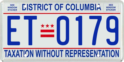 DC license plate ET0179