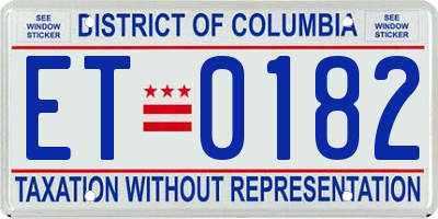 DC license plate ET0182