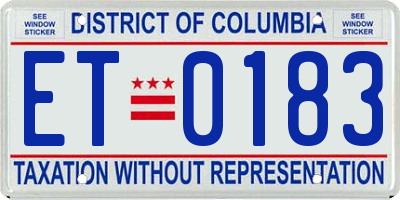 DC license plate ET0183