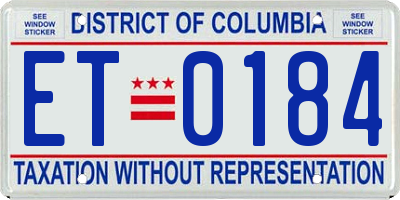 DC license plate ET0184