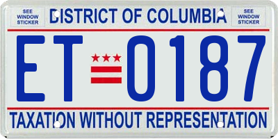 DC license plate ET0187
