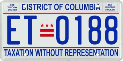 DC license plate ET0188