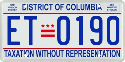 DC license plate ET0190