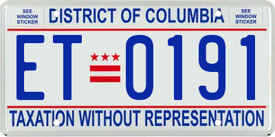 DC license plate ET0191
