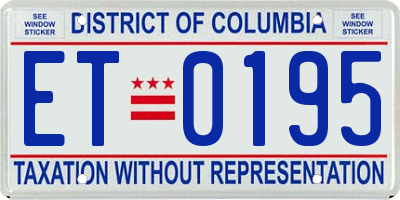 DC license plate ET0195
