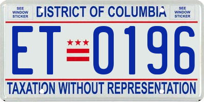 DC license plate ET0196