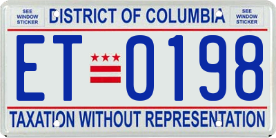 DC license plate ET0198