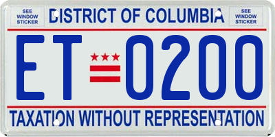 DC license plate ET0200