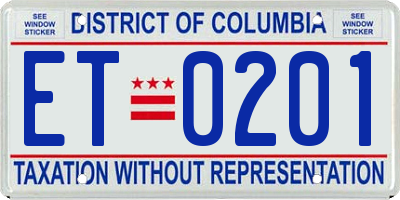 DC license plate ET0201