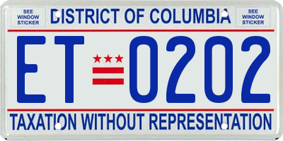 DC license plate ET0202