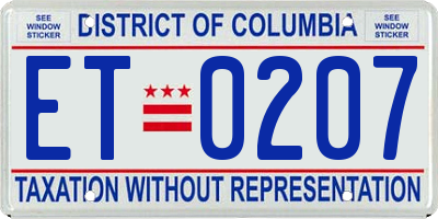 DC license plate ET0207