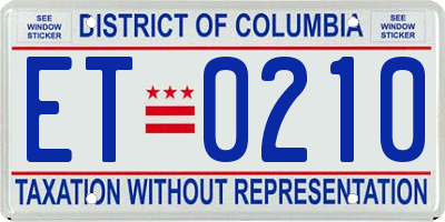 DC license plate ET0210