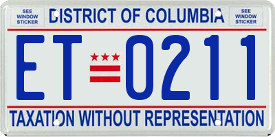DC license plate ET0211