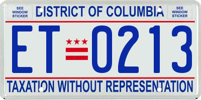 DC license plate ET0213