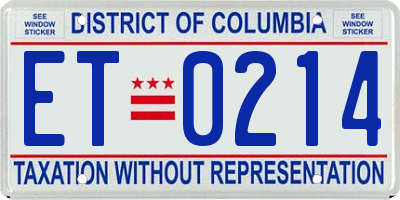 DC license plate ET0214