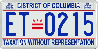 DC license plate ET0215