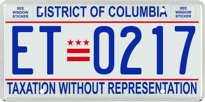 DC license plate ET0217