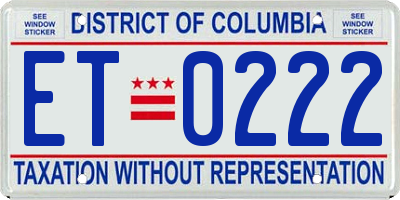 DC license plate ET0222