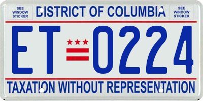 DC license plate ET0224