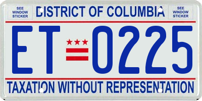 DC license plate ET0225