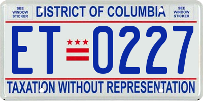 DC license plate ET0227