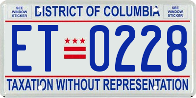 DC license plate ET0228