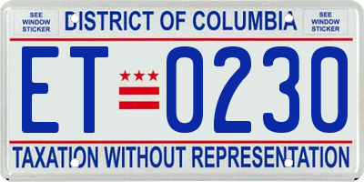 DC license plate ET0230