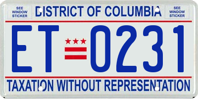 DC license plate ET0231