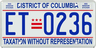 DC license plate ET0236