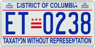 DC license plate ET0238