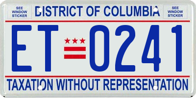 DC license plate ET0241
