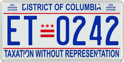DC license plate ET0242