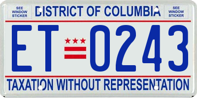 DC license plate ET0243