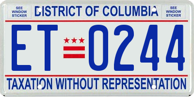 DC license plate ET0244