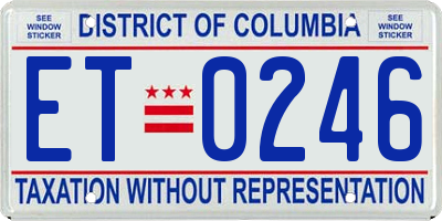 DC license plate ET0246