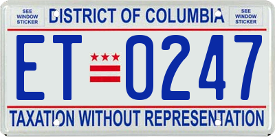 DC license plate ET0247